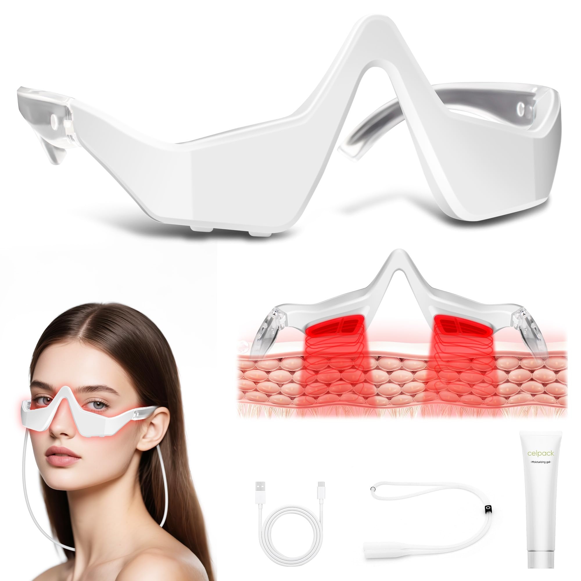 Light Therapy Glasses - EMS Red Light Eye Massager Glasses