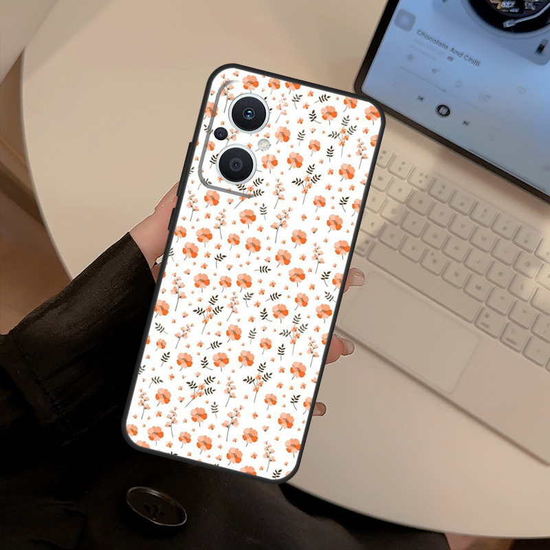 Orange Flower Pattern Case For - Oppo Reno 12 review and price