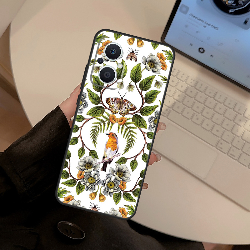 Orange Flower Pattern Case For - Oppo Reno 12 review and price