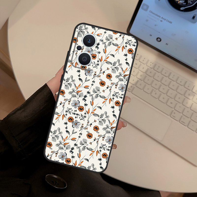 Orange Flower Pattern Case For - Oppo Reno 12 review and price