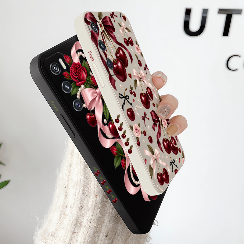 Pink Bow Tie Red Cherry Case F - Vivo V40 review and price